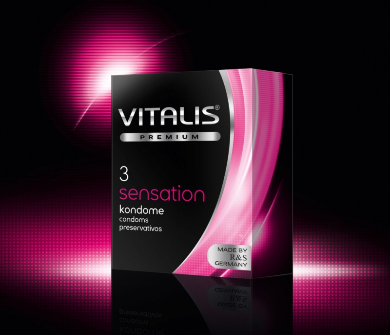Презервативы "Vitalis Sensation" с кольцами и пупырышками, розовые, 3шт 